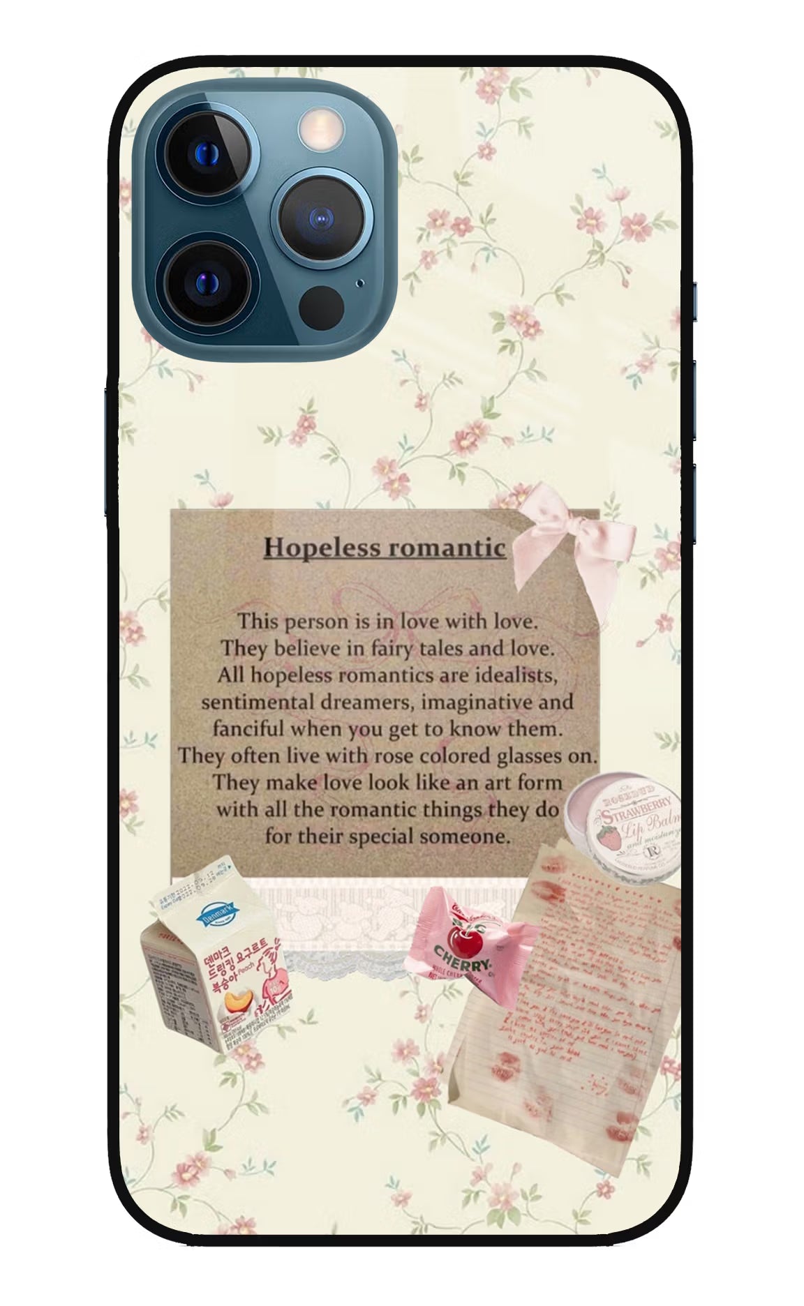 Hopeless Romantic iPhone 12 Pro Max Glass Case Back Cover by Casekaro