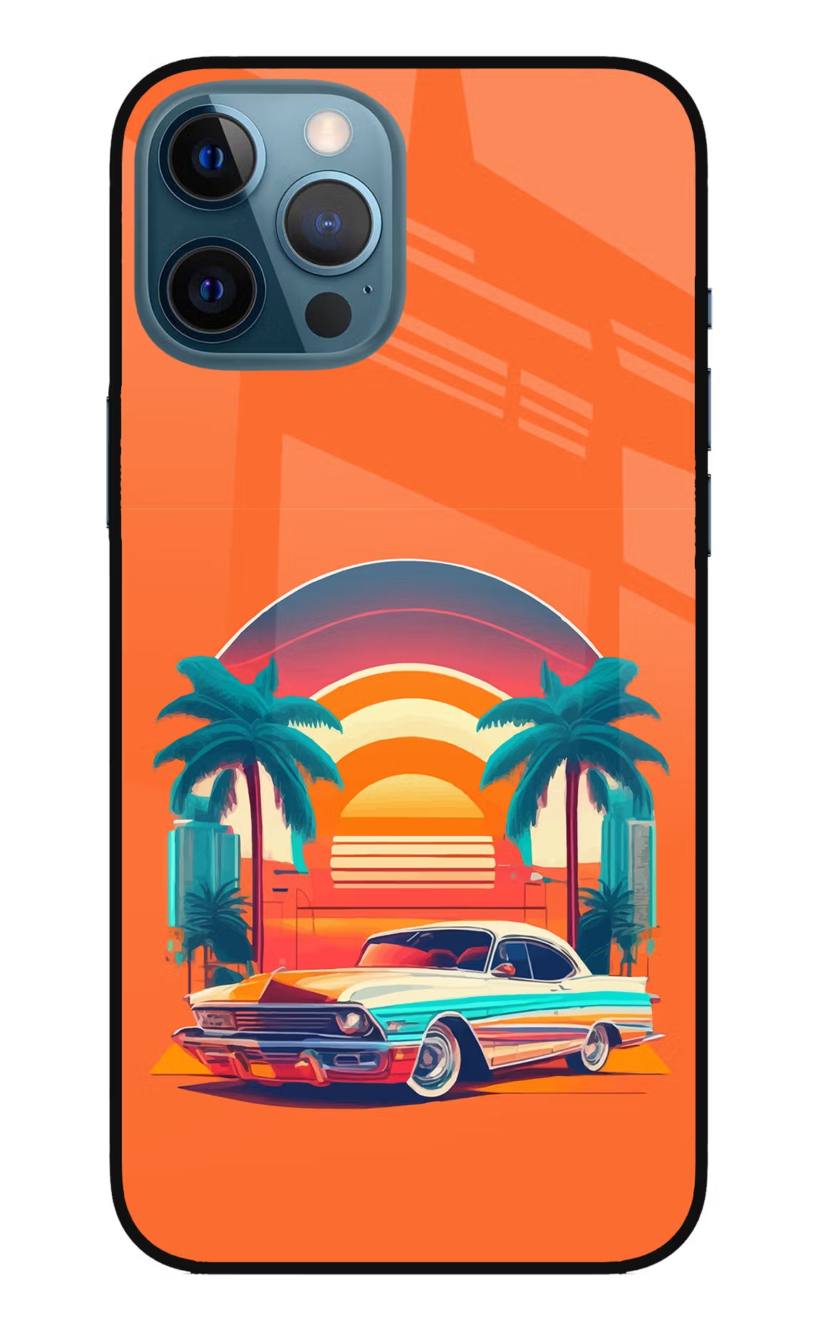 Palm Drive 80s iPhone 12 Pro Max Glass Case Back Cover by Casekaro