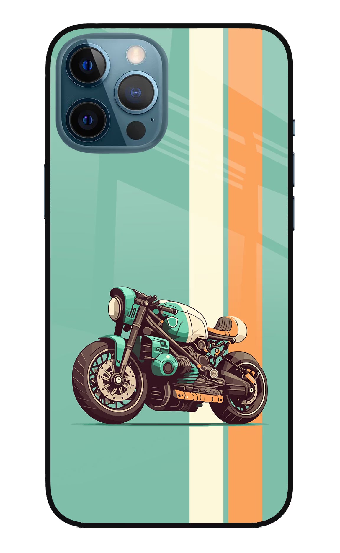 Striped Moto Drift iPhone 12 Pro Max Glass Case Back Cover by Casekaro