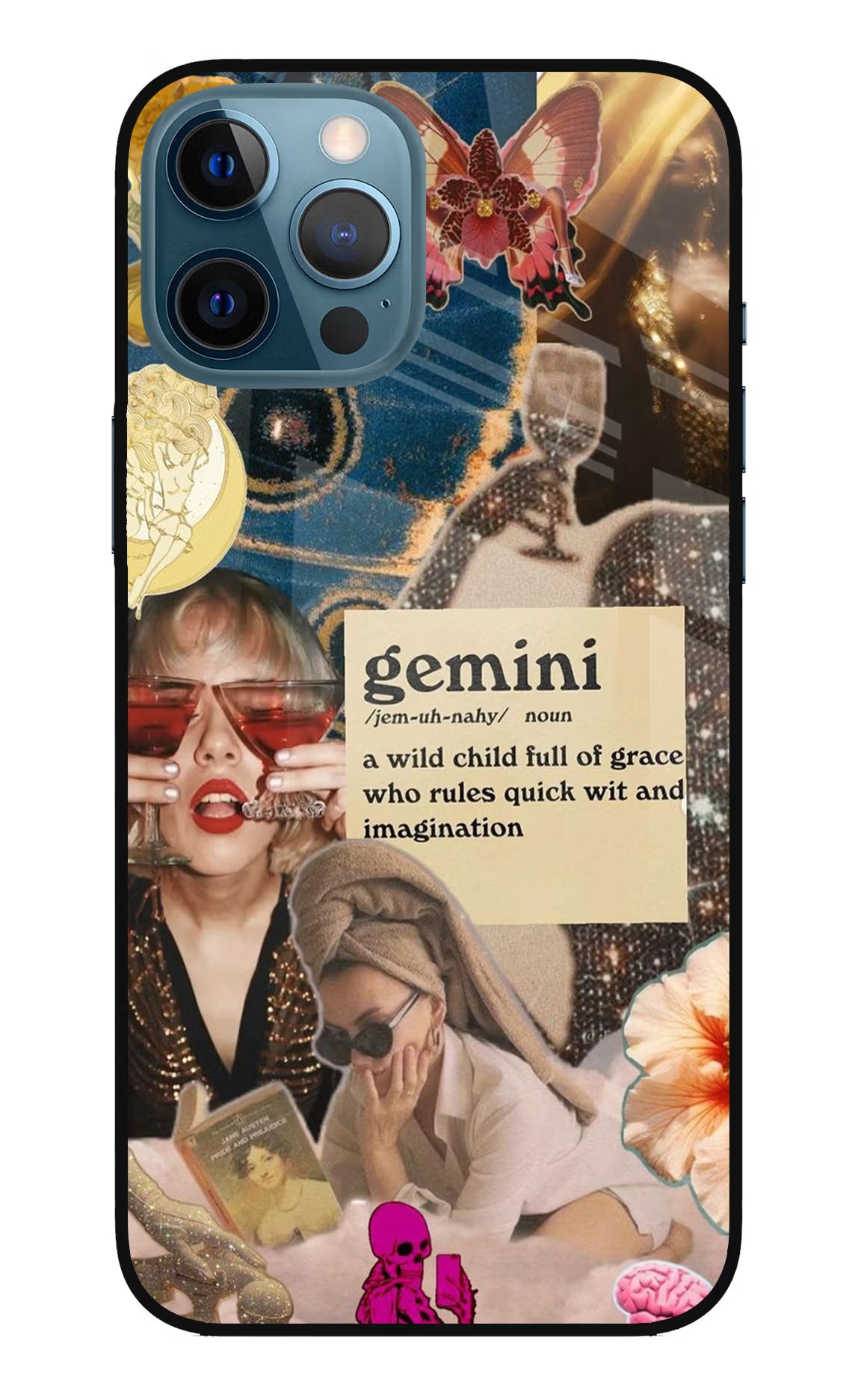 Gemini Zodiac iPhone 12 Pro Max Glass Case Back Cover by Casekaro
