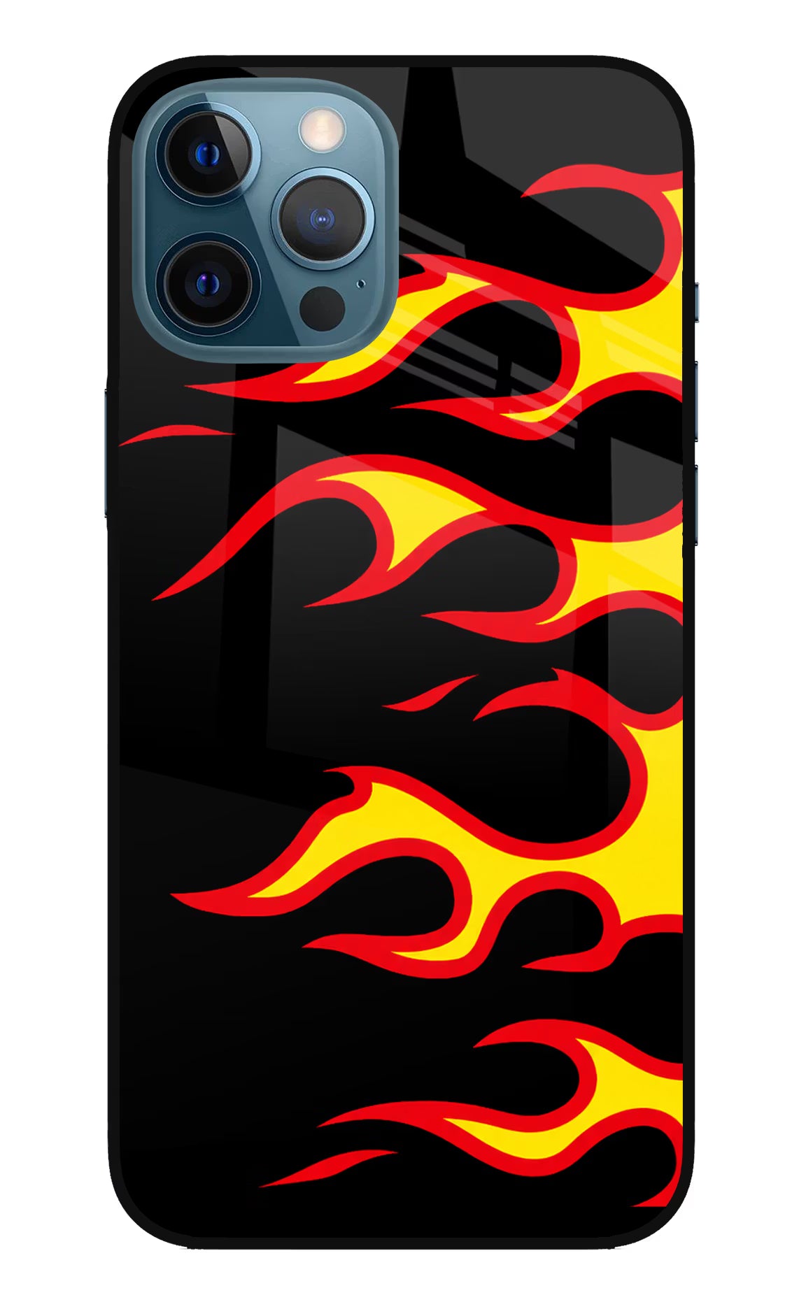 Side Sweep Flames iPhone 12 Pro Max Glass Case