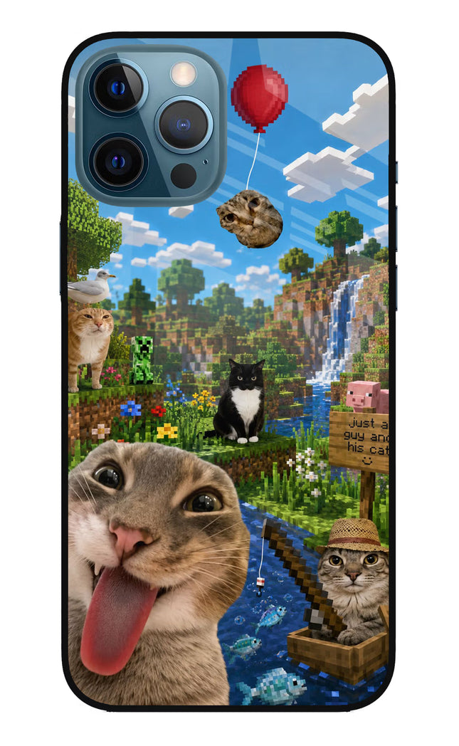 Minecraft Cat Chaos iPhone 12 Pro Max Glass Case