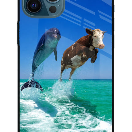 Dolphin vs Cow iPhone 12 Pro Max Glass Case