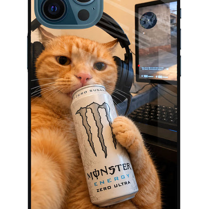 Gamer Cat Energy iPhone 12 Pro Max Glass Case