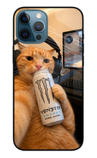 Gamer Cat Energy iPhone 12 Pro Max Glass Case