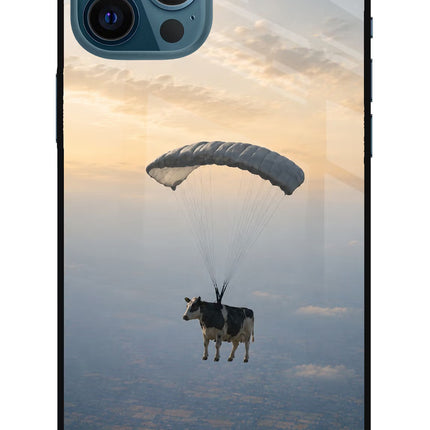 Skydiving Cow iPhone 12 Pro Max Glass Case