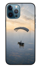 Skydiving Cow iPhone 12 Pro Max Glass Case