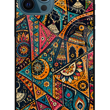Folk Print iPhone 12 Pro Max Glass Case