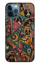 Folk Print iPhone 12 Pro Max Glass Case