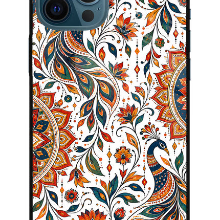 White Mayura iPhone 12 Pro Max Glass Case