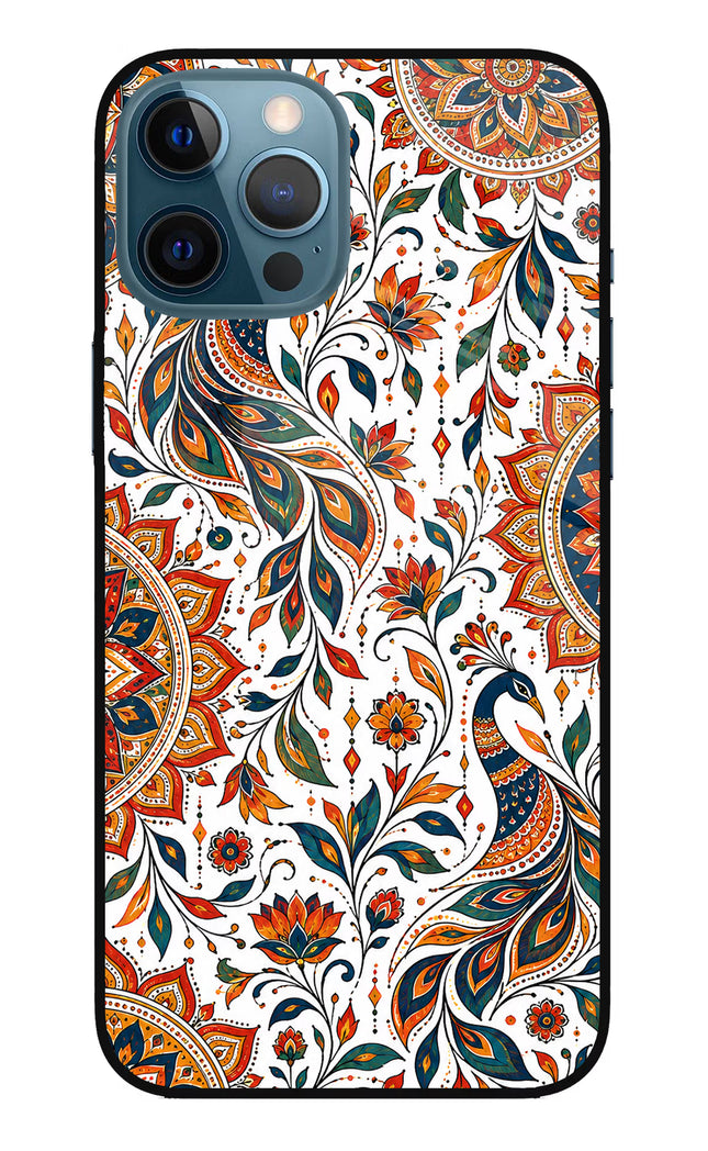 White Mayura iPhone 12 Pro Max Glass Case