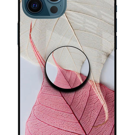 White Pink Leaf iPhone 12 Pro Max Glass Case