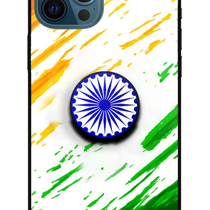 Indian Flag Ashoka Chakra iPhone 12 Pro Max Glass Case
