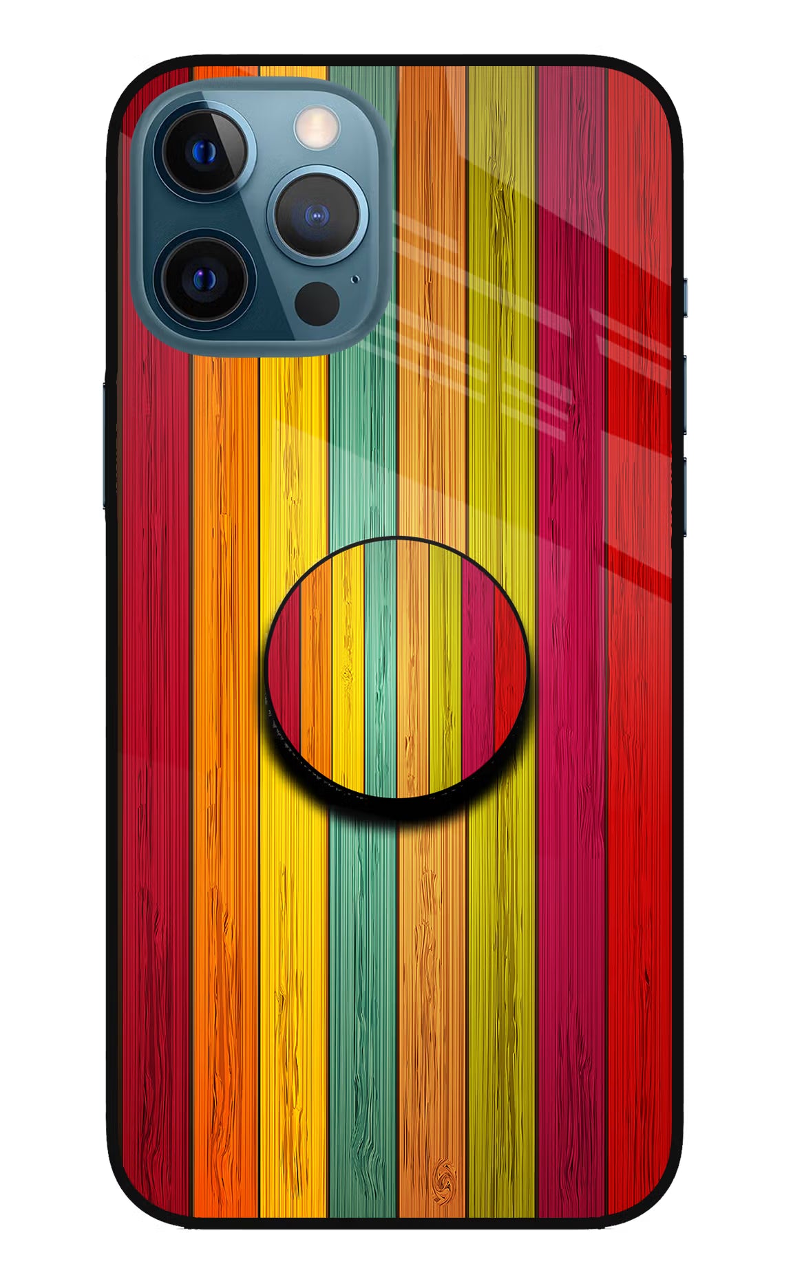 Multicolor Wooden iPhone 12 Pro Max Glass Case