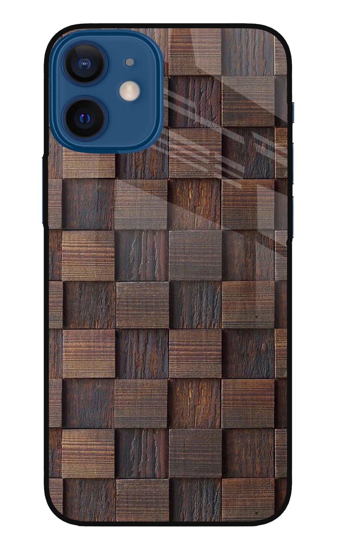 Wooden Cube Design iPhone 12 Mini Glass Case Back Cover by Casekaro