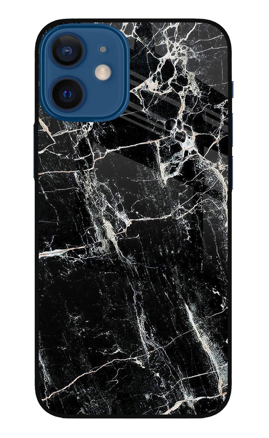 Black Marble Texture iPhone 12 Mini Glass Case