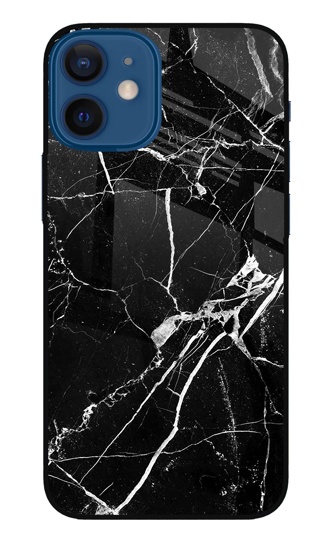 Black Marble Pattern iPhone 12 Mini Glass Case