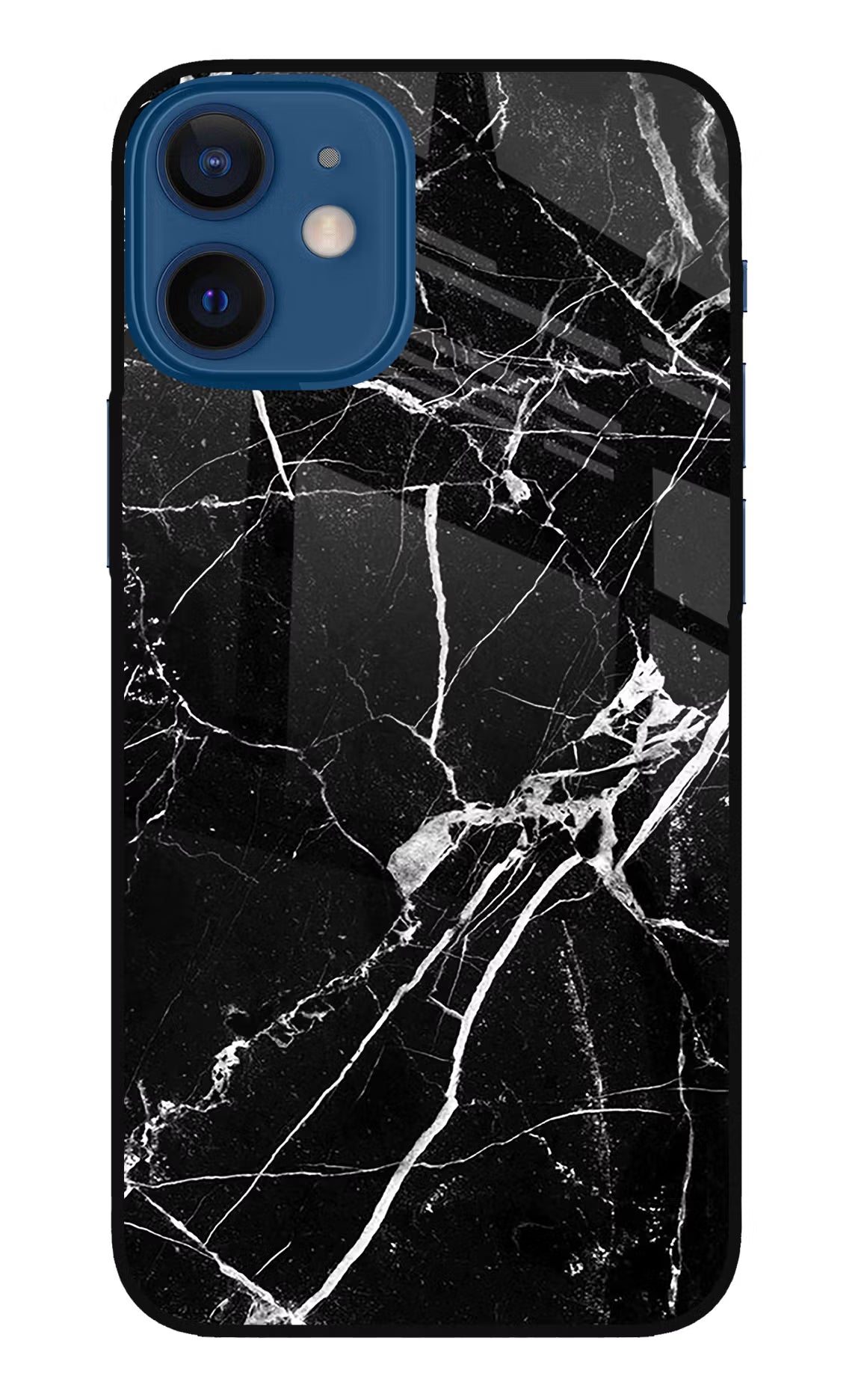 Black Marble Pattern iPhone 12 Mini Glass Case Back Cover by Casekaro