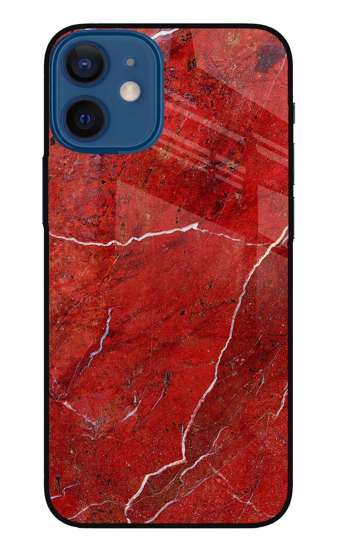 Red Marble Design iPhone 12 Mini Glass Case