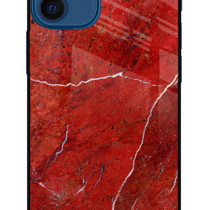 Red Marble Design iPhone 12 Mini Glass Case