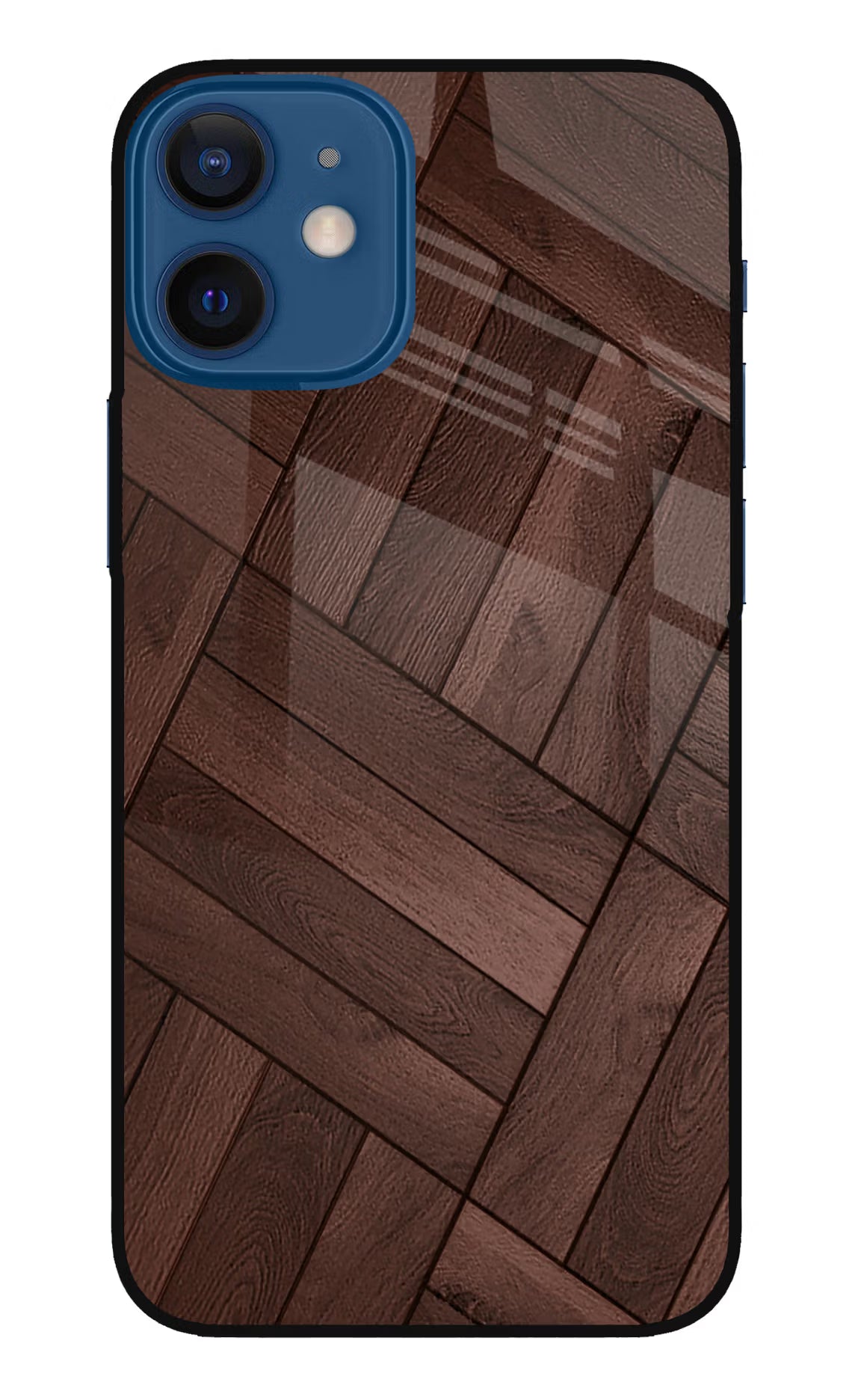 Wooden Texture Design iPhone 12 Mini Glass Case Back Cover by Casekaro