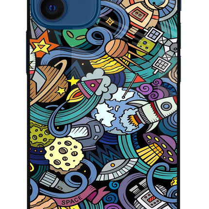 Space Abstract iPhone 12 Mini Glass Case Back Cover by Casekaro