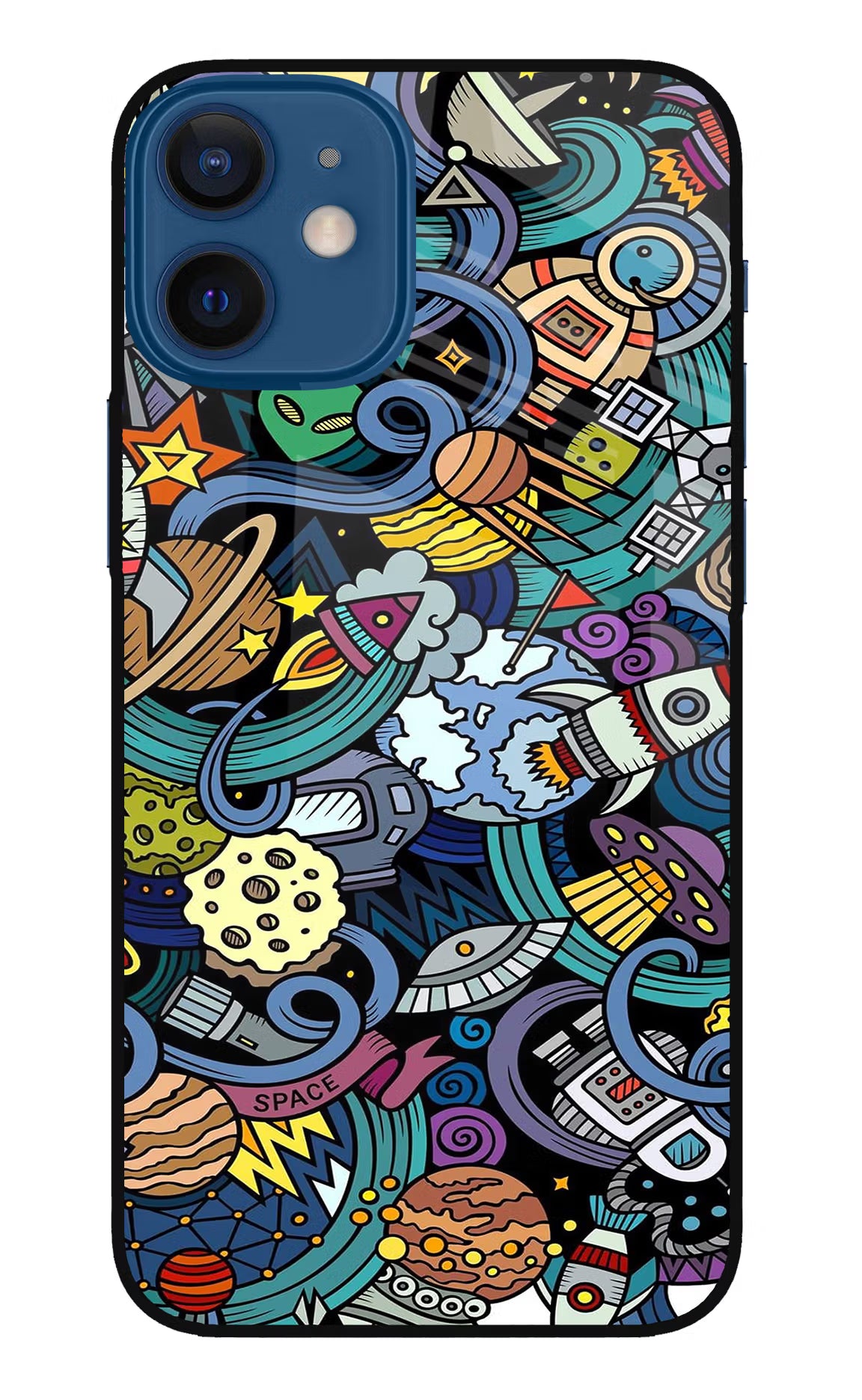 Space Abstract iPhone 12 Mini Glass Case Back Cover by Casekaro