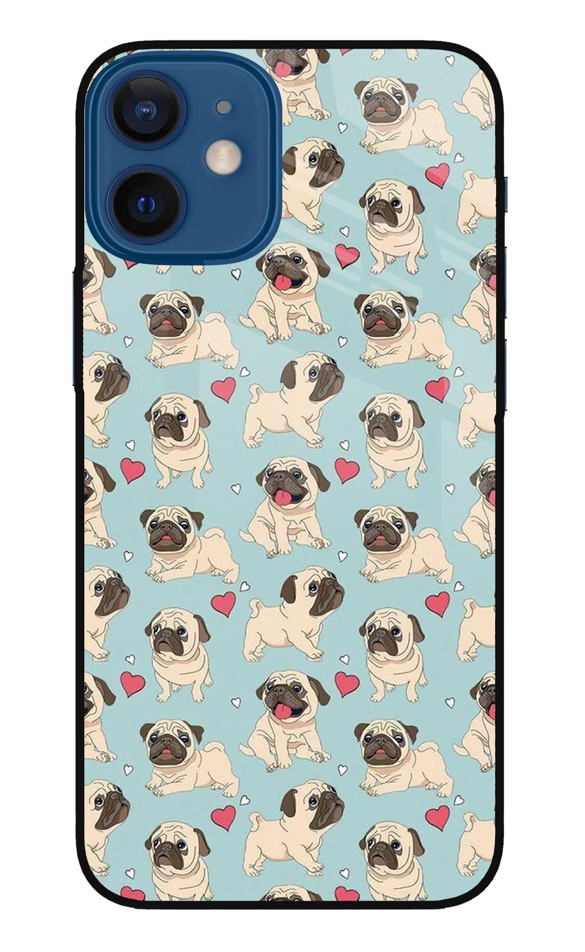 Pug Dog iPhone 12 Mini Glass Case Back Cover by Casekaro