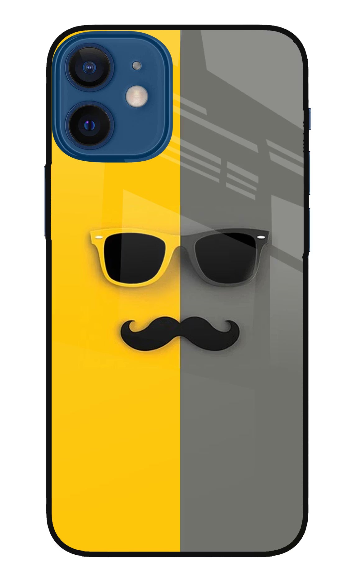 Sunglasses with Mustache iPhone 12 Mini Glass Case Back Cover by Casekaro