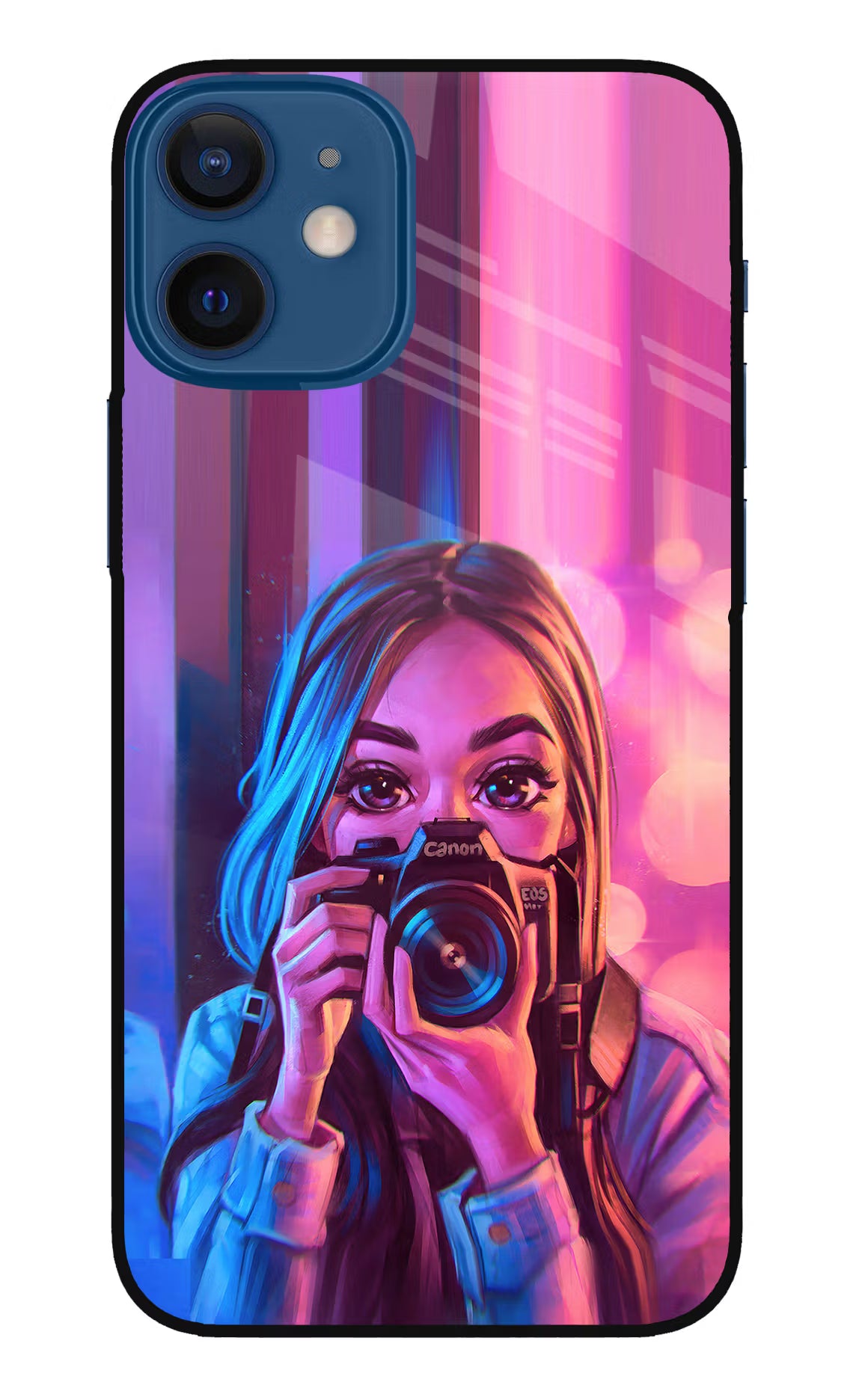 Girl Photographer iPhone 12 Mini Glass Case Back Cover by Casekaro