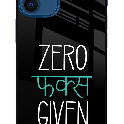 Zero Fucks Given iPhone 12 Mini Glass Case Back Cover by Casekaro