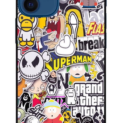 Sticker Bomb iPhone 12 Mini Glass Case Back Cover by Casekaro