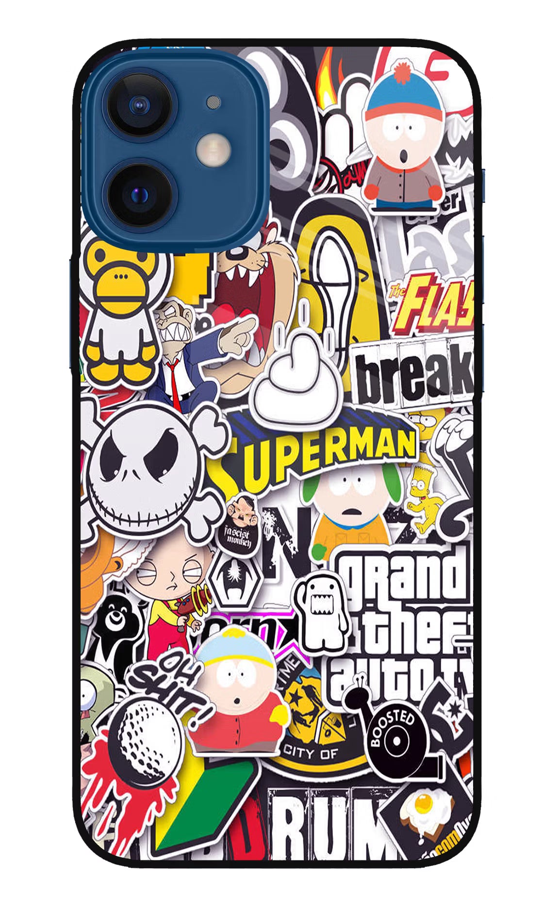 Sticker Bomb iPhone 12 Mini Glass Case Back Cover by Casekaro