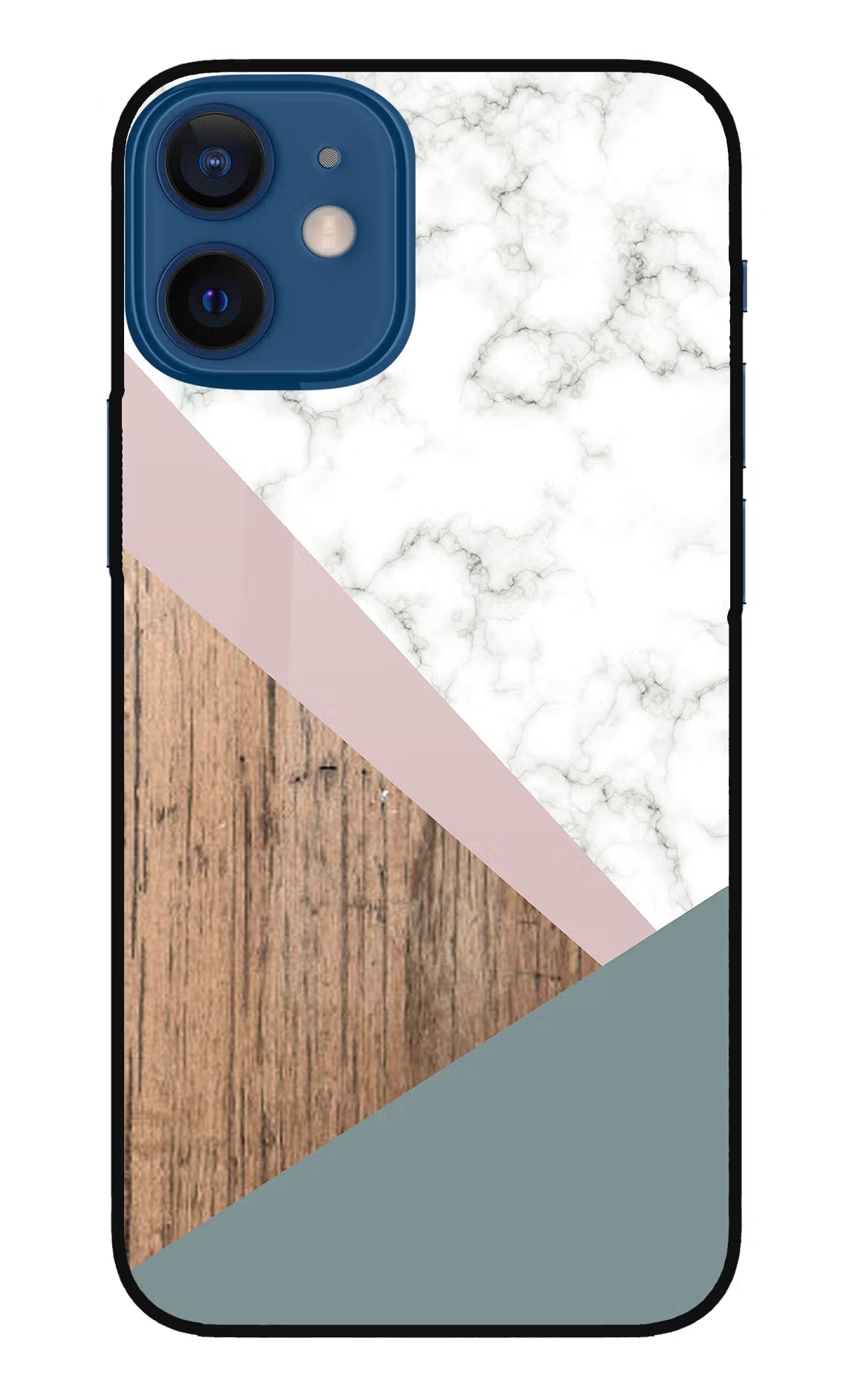 Marble wood Abstract iPhone 12 Mini Glass Case Back Cover by Casekaro