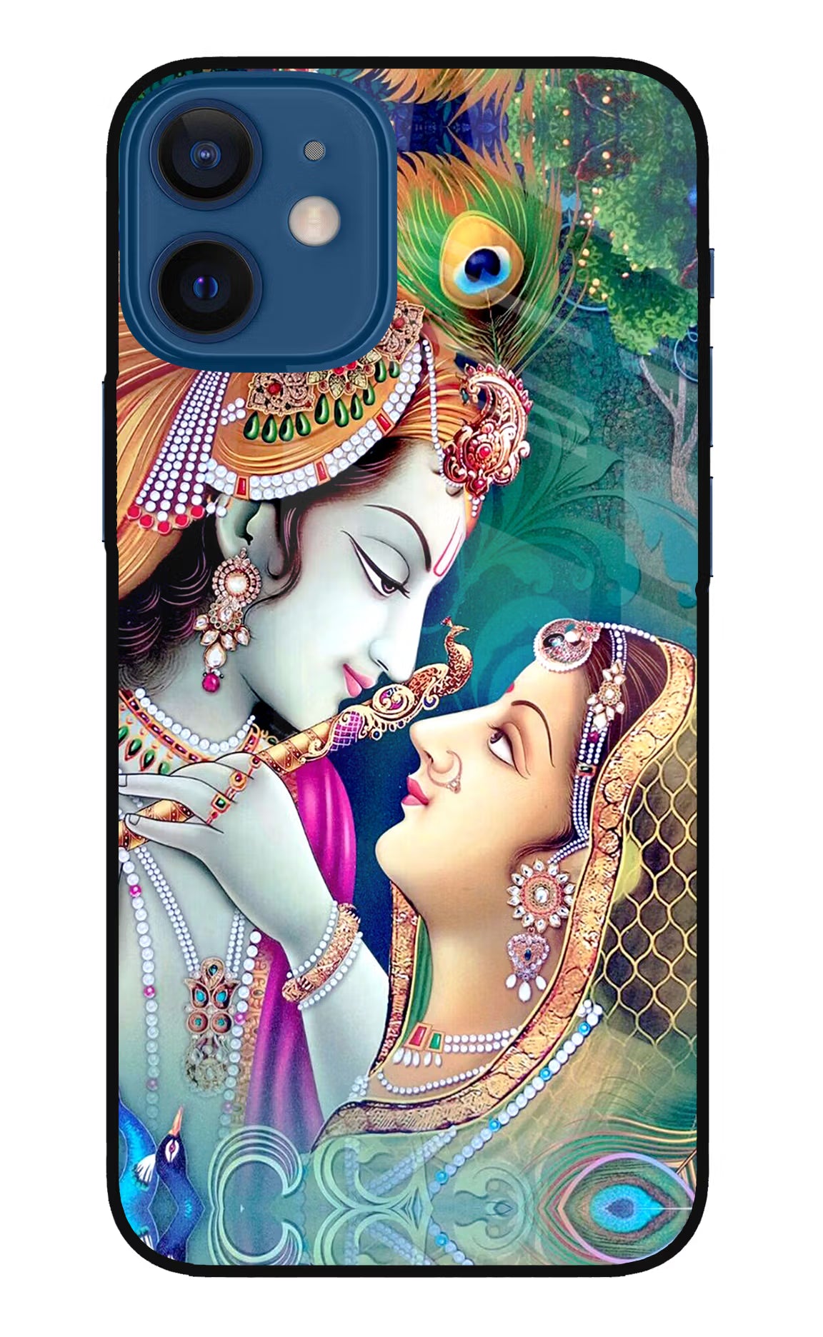 Lord Radha Krishna iPhone 12 Mini Glass Case Back Cover by Casekaro
