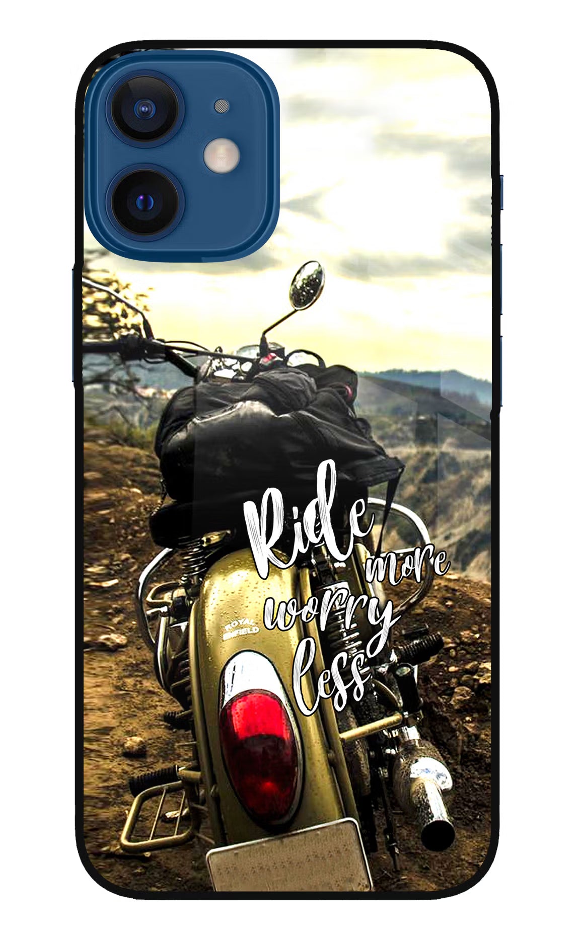 Ride More Worry Less iPhone 12 Mini Glass Case Back Cover by Casekaro
