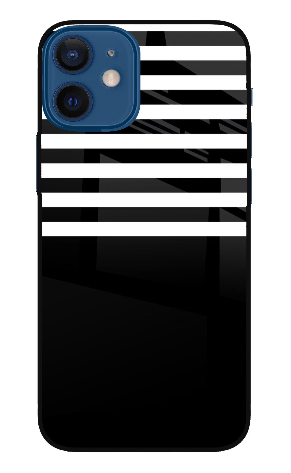Black and White Print iPhone 12 Mini Glass Case Back Cover by Casekaro