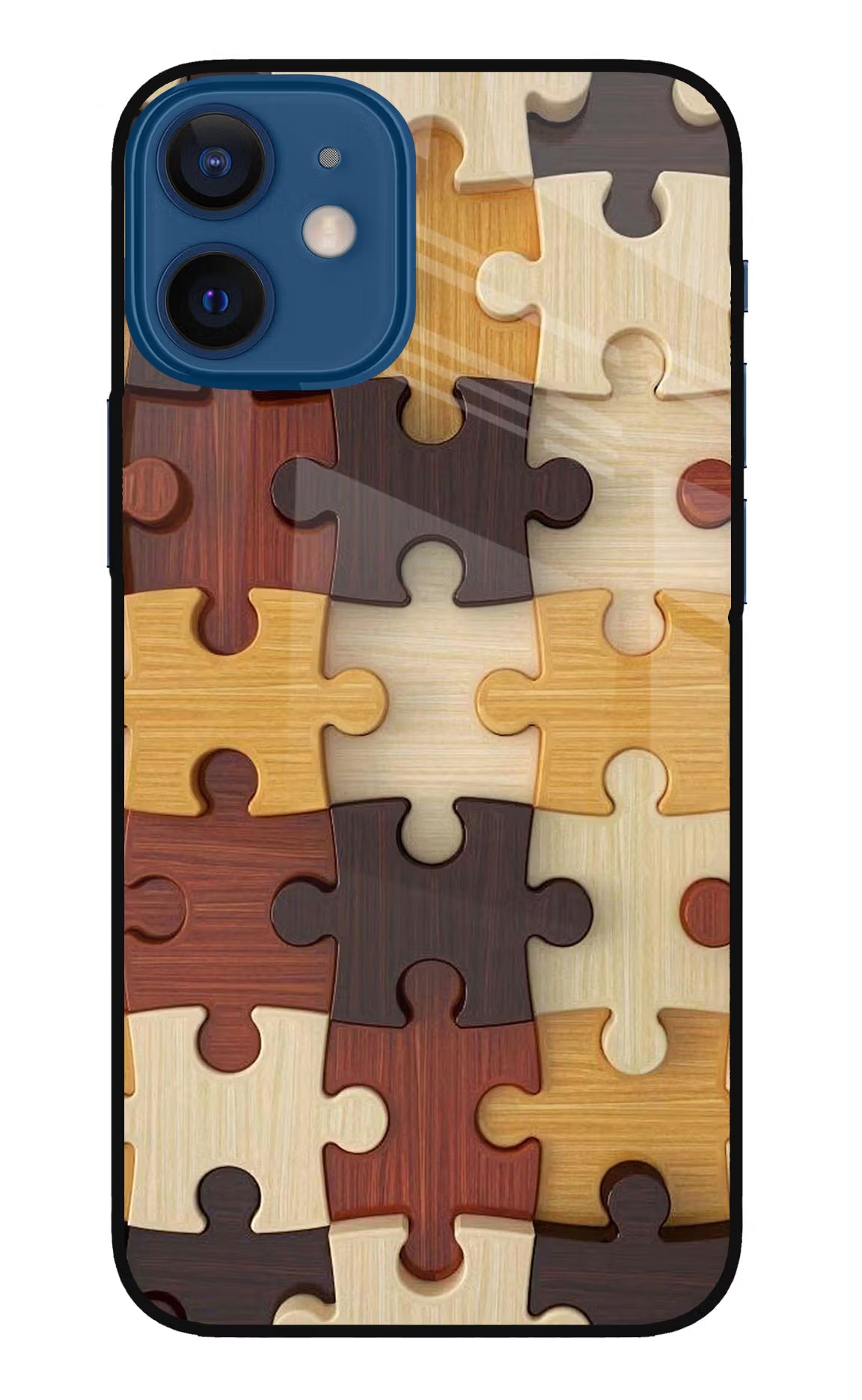 Wooden Puzzle iPhone 12 Mini Glass Case Back Cover by Casekaro