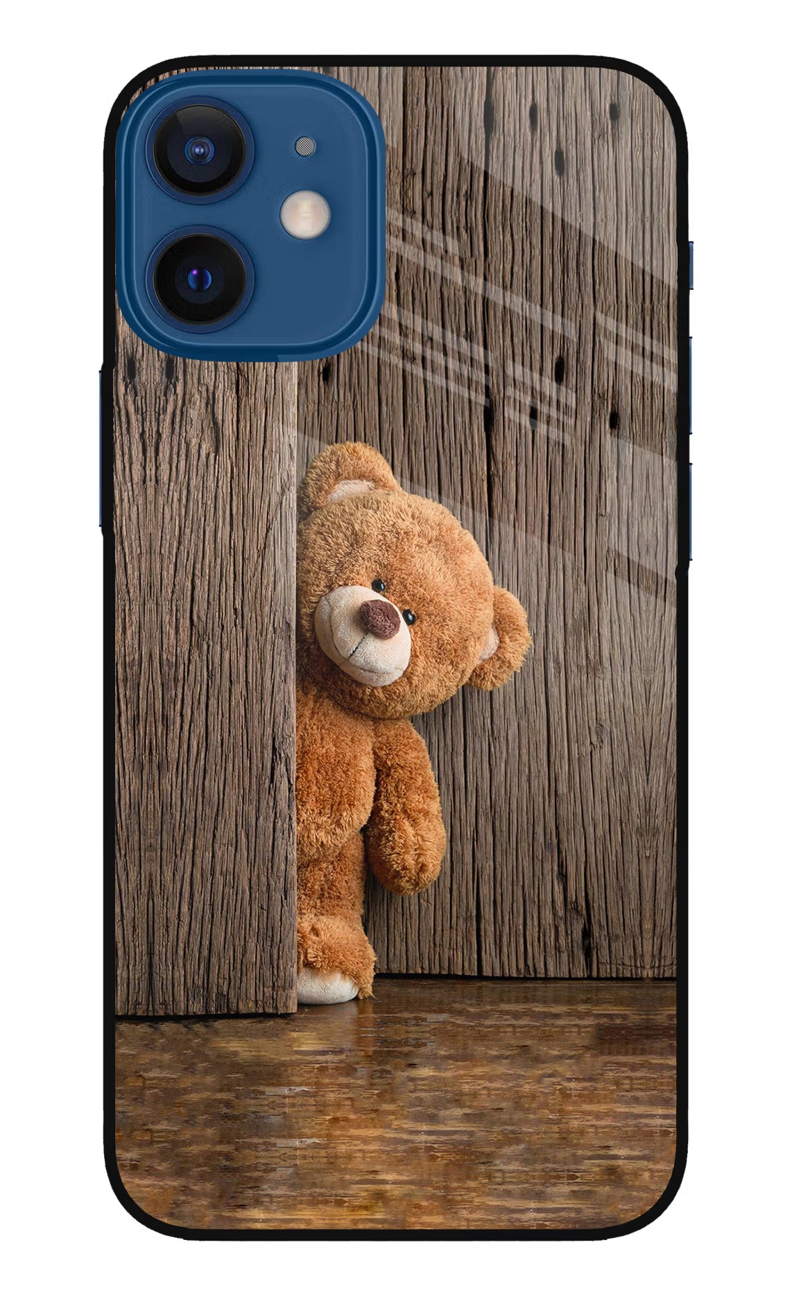 Teddy Wooden iPhone 12 Mini Glass Case Back Cover by Casekaro