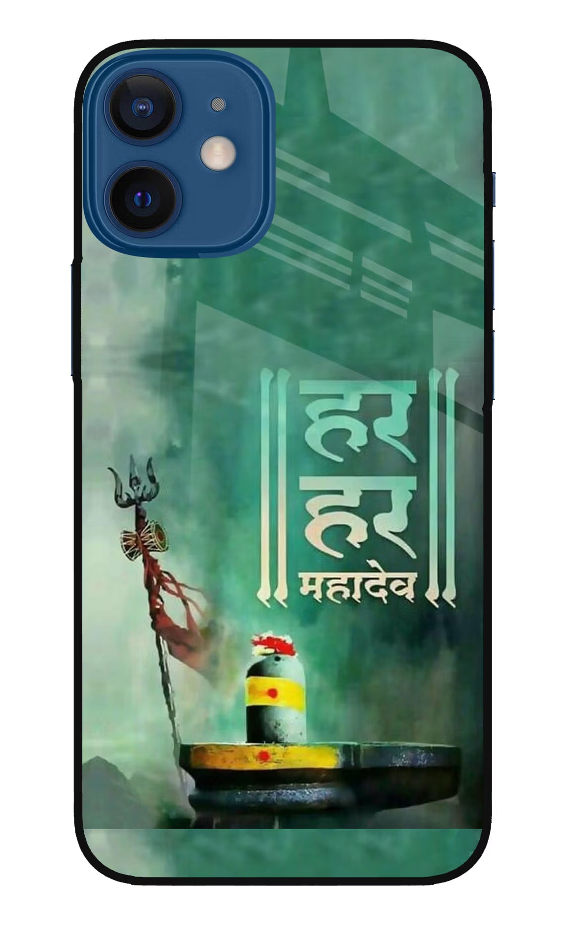 Har Har Mahadev Shivling iPhone 12 Mini Glass Case Back Cover by Casekaro