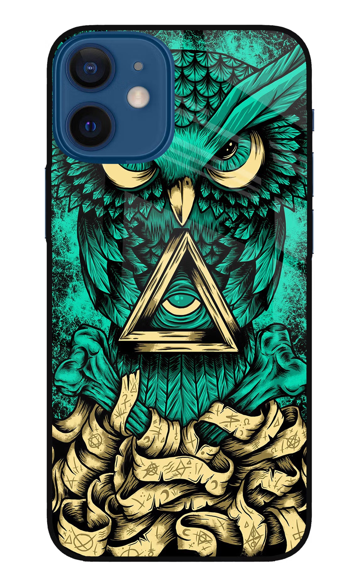 Green Owl iPhone 12 Mini Glass Case Back Cover by Casekaro