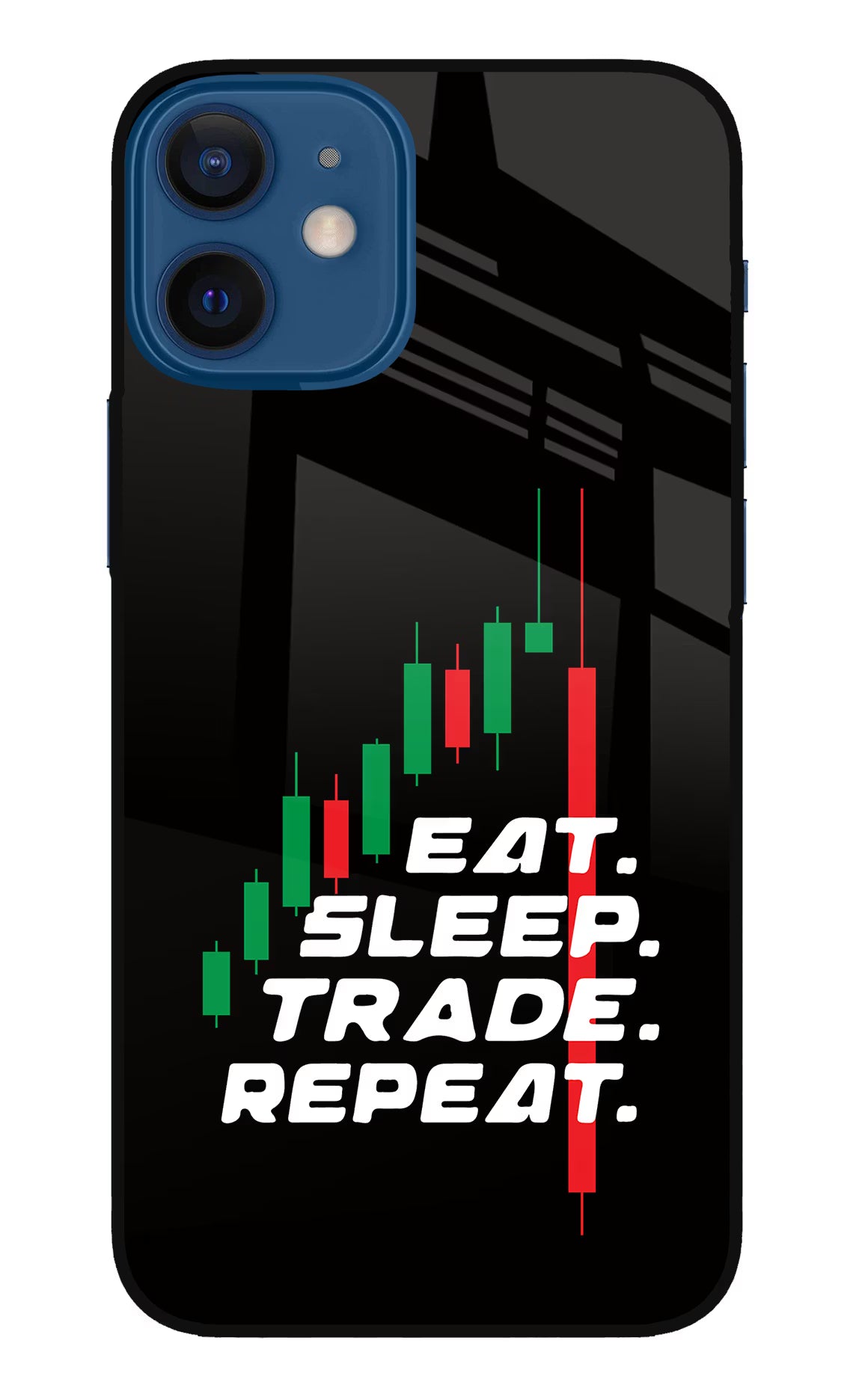 Eat Sleep Trade Repeat iPhone 12 Mini Glass Case Back Cover by Casekaro