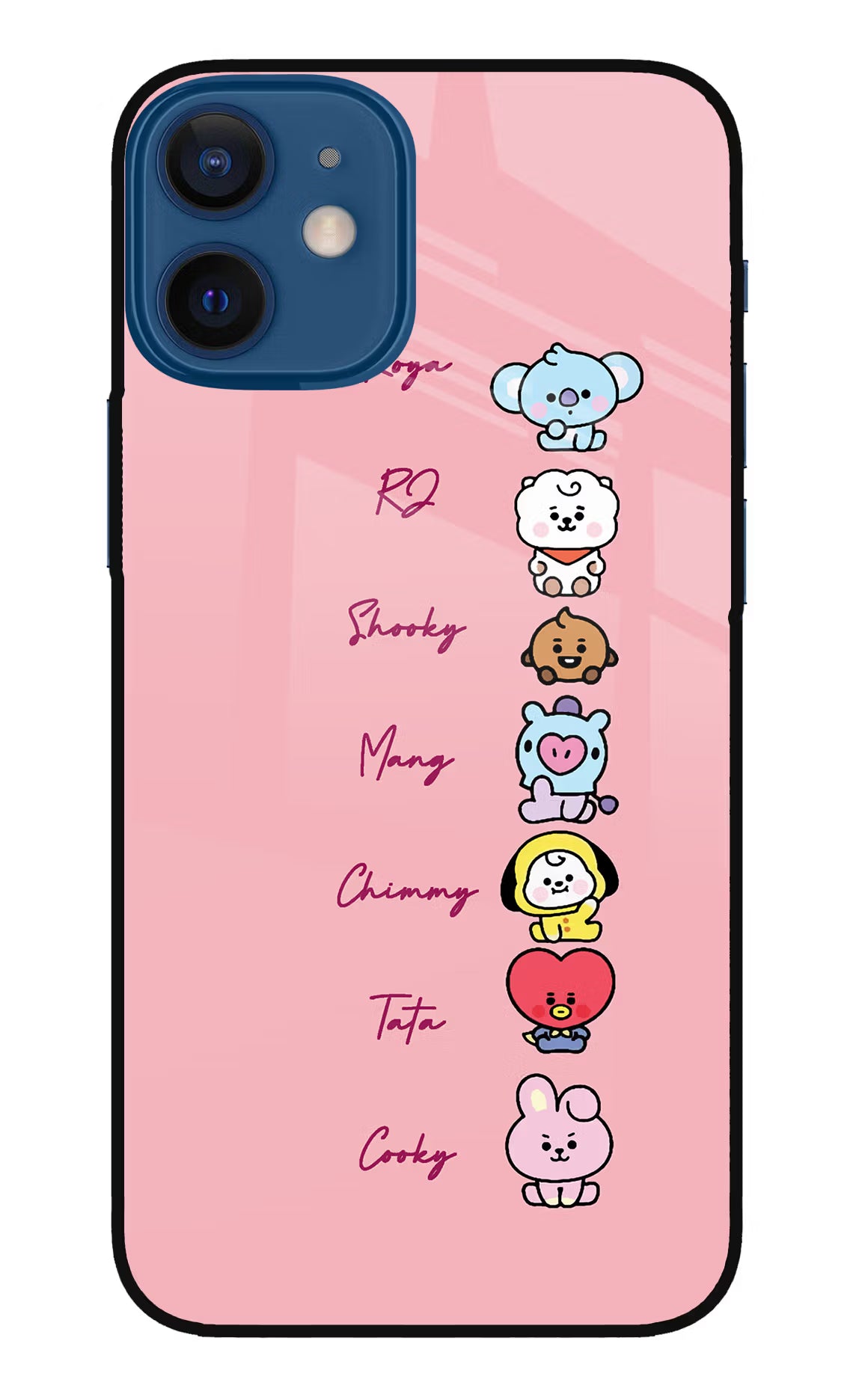 BTS names iPhone 12 Mini Glass Case Back Cover by Casekaro