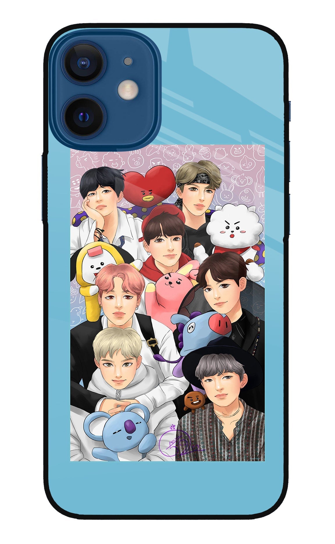 BTS with animals iPhone 12 Mini Glass Case