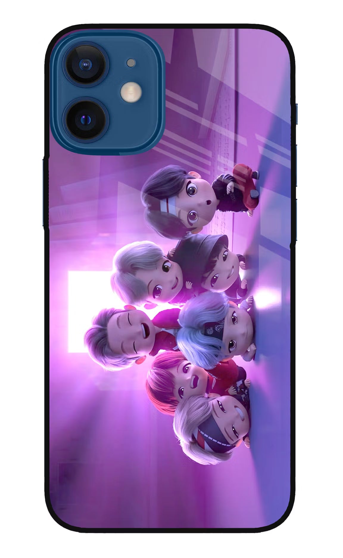BTS Chibi iPhone 12 Mini Glass Case Back Cover by Casekaro