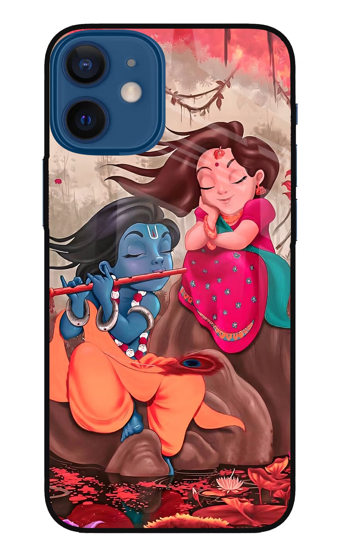 Radhe Krishna iPhone 12 Mini Glass Case Back Cover by Casekaro