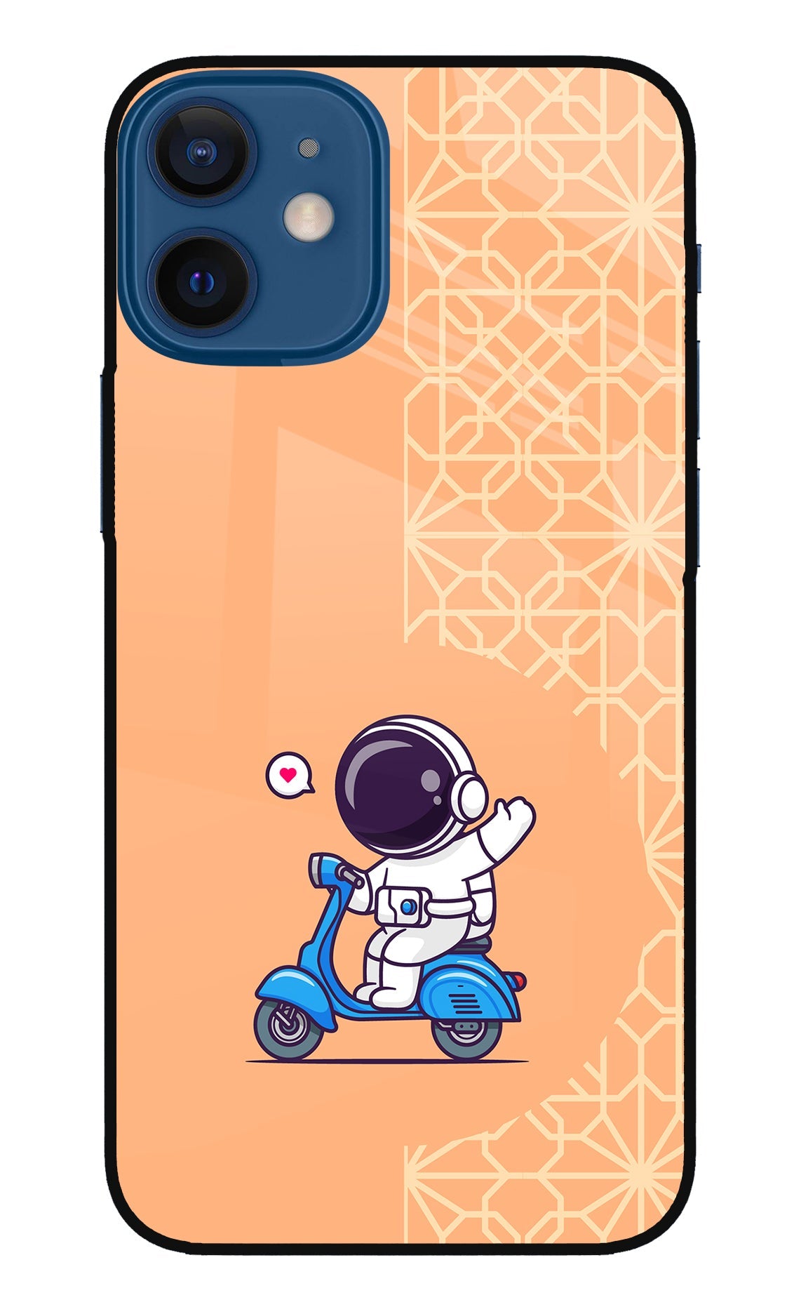 Cute Astronaut Riding iPhone 12 Mini Glass Case