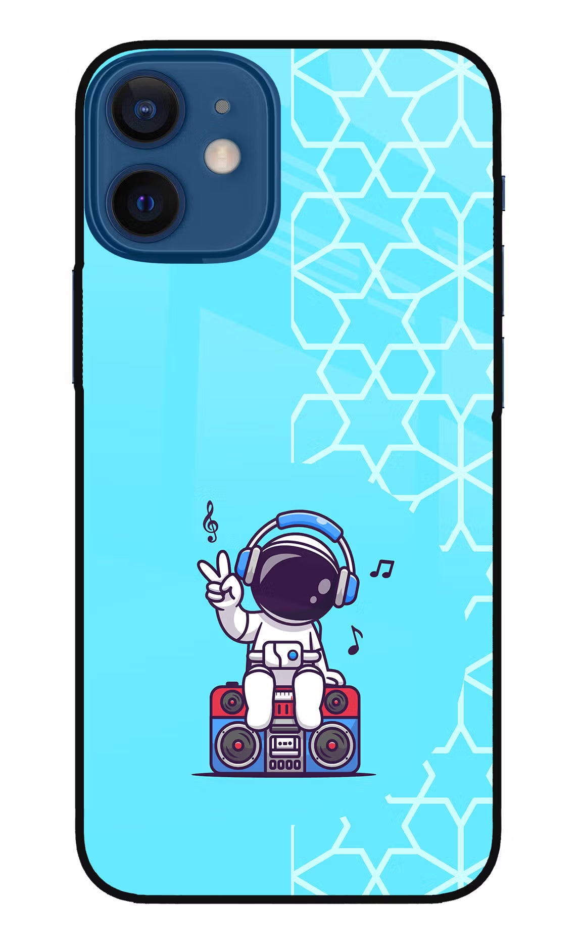 Cute Astronaut Chilling iPhone 12 Mini Glass Case Back Cover by Casekaro