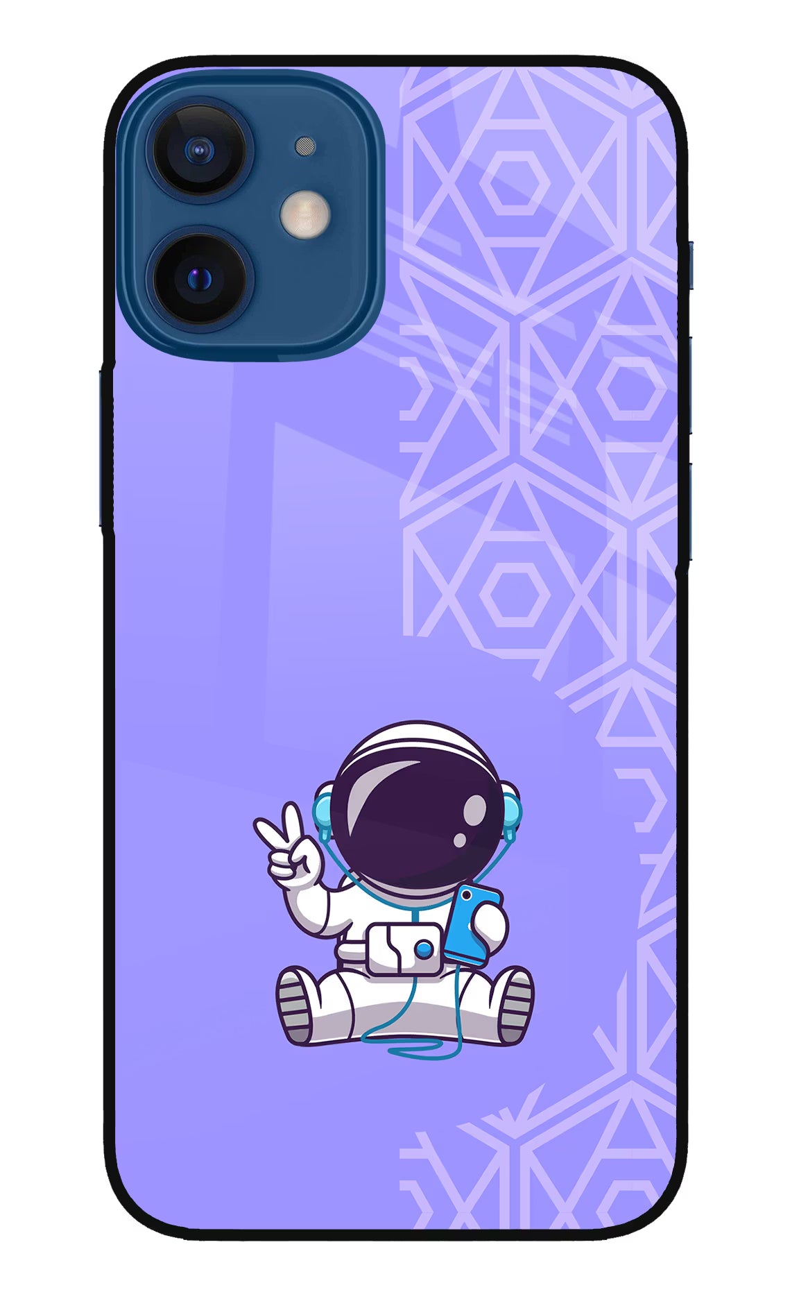 Cute Astronaut Chilling iPhone 12 Mini Glass Case Back Cover by Casekaro