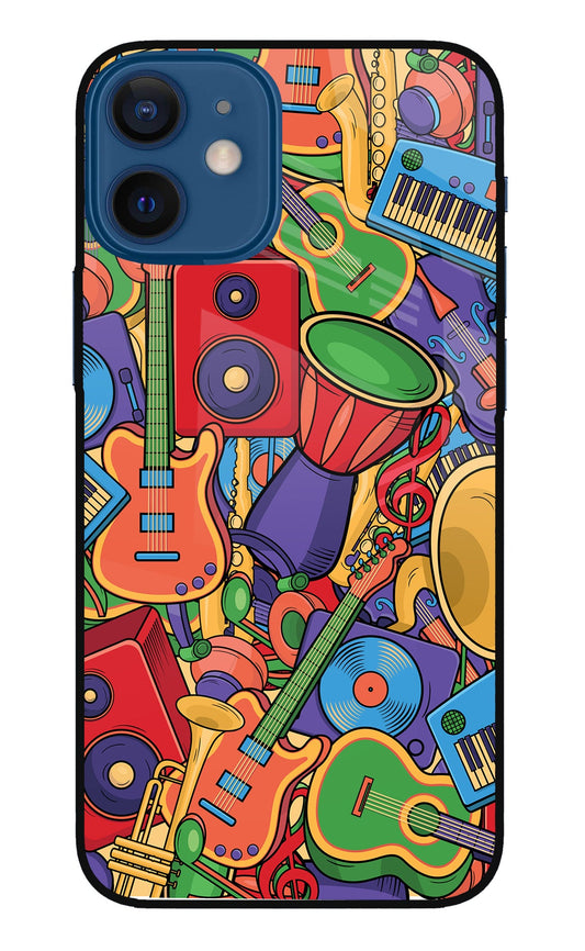 Music Instrument Doodle iPhone 12 Mini Glass Case
